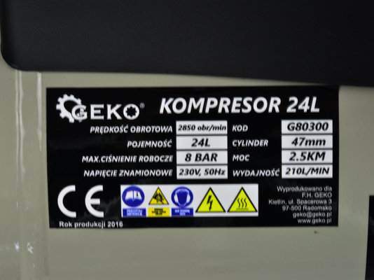 Kompresor olejový, 24l, GEKO, bez krabice
