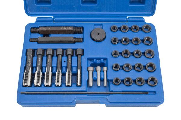 Sada na opravu závitů žhavicích svíček  M8x1, M10x1, M10x1.25, M12x1.25, 33 kusů
