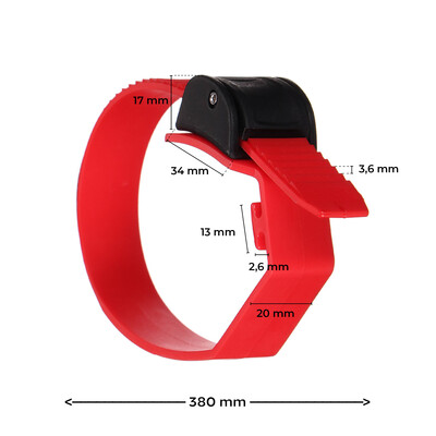 Rychloupínací pásek pro nosič kol na tažné zařízení, délka 38cm, červený - náhradní díl