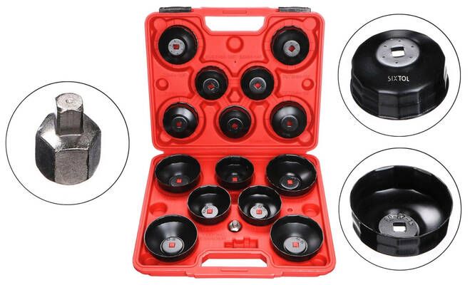 Násadkové klíče na olejové filtry MECHANIC OIL WRENCH 14, 1/2" - Prasklý kufr