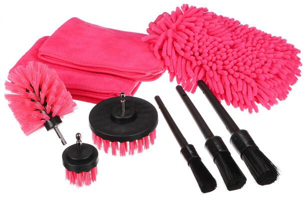Multifunkční sada nástrojů pro čištění a mytí auta CAR DETAILING PINK 9, 9ks