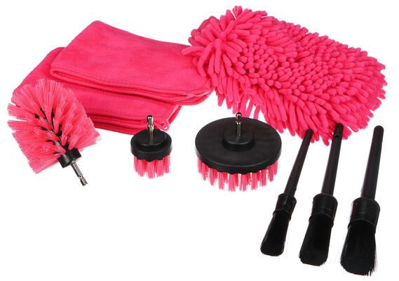 Multifunkční sada nástrojů pro čištění a mytí auta CAR DETAILING PINK 9, 9ks