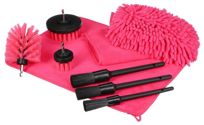 Multifunkční sada nástrojů pro čištění a mytí auta CAR DETAILING PINK 9, 9ks