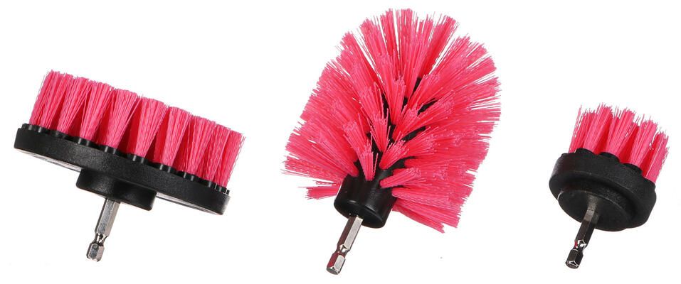 Sada kartáčů na vrtačku pro čištění auta CAR DETAILING DRILL BRUSH PINK 3, 3ks