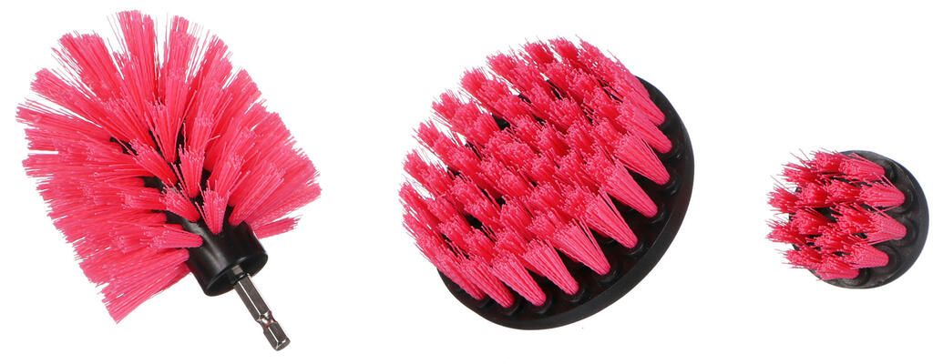 Sada kartáčů na vrtačku pro čištění auta CAR DETAILING DRILL BRUSH PINK 3, 3ks