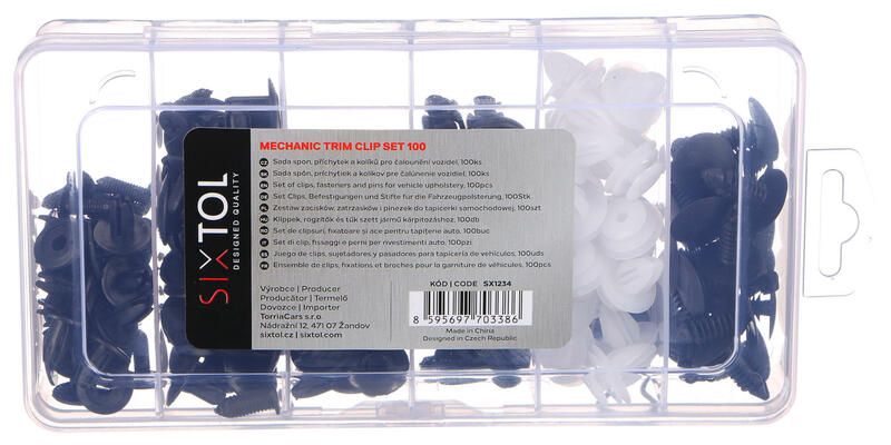 Sada spon, příchytek a kolíků pro čalounění vozidel MECHNIC TRIM CLIP SET 100