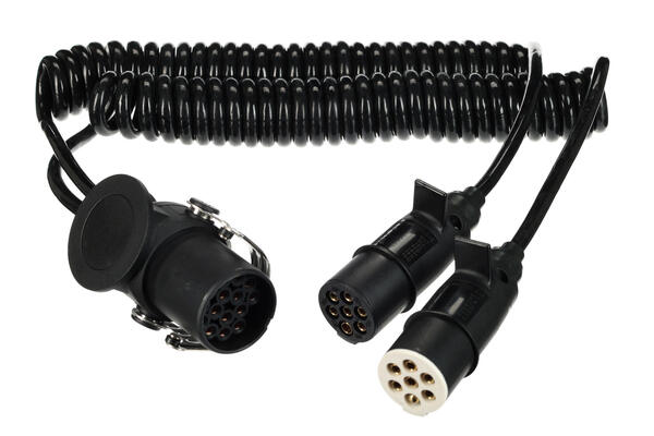 Propojovací spirálový adaptér z 15pin na 2x 7pin zástrčku (S+N) TRAILER CABLE 9, 24V, 3,5m
