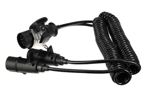 Propojovací spirálový adaptér z 15pin na 2x 7pin zástrčku (S+N) TRAILER CABLE 9, 24V, 3,5m