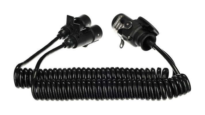 Propojovací spirálový adaptér z 15pin na 2x 7pin zástrčku (S+N) TRAILER CABLE 9, 24V, 3,5m