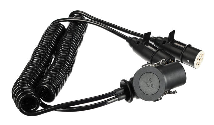 Propojovací spirálový adaptér z 15pin na 2x 7pin zástrčku (S+N) TRAILER CABLE 9, 24V, 3,5m
