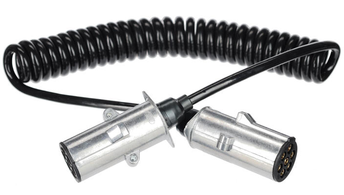 Propojovací spirálový kabel 7pin typ N TRAILER CABLE 13, kovová zástrčka, 24V, 3,5m