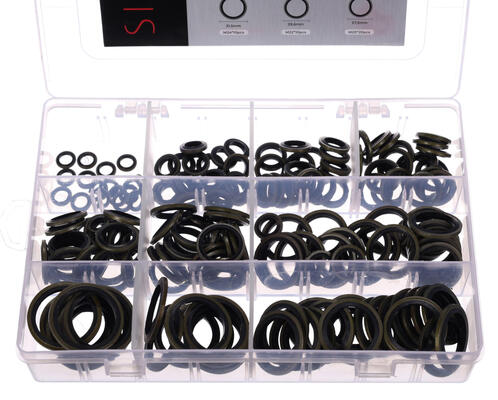 Sada těsnicích kroužků z NBR a oceli MECHANIC RING SET 3, M6–M24, 180 ks