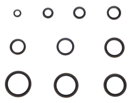 Sada těsnicích kroužků z NBR a oceli MECHANIC RING SET 3, M6–M24, 180 ks