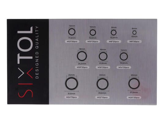Sada těsnicích kroužků z NBR a oceli MECHANIC RING SET 3, M6–M24, 180 ks