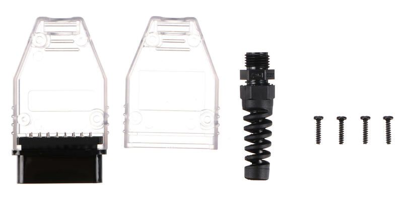 Zástrčka OBD-II s 16 piny pro montáž vlastního kabelu MECHANIC CABLE 30, transparentní
