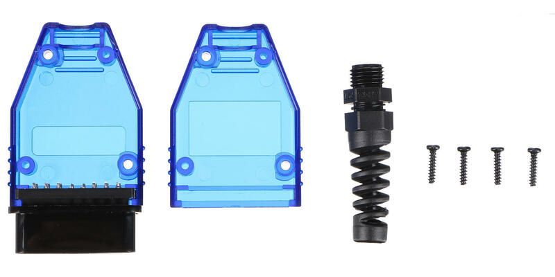 Zástrčka OBD-II s 16 piny pro montáž vlastního kabelu MECHANIC CABLE 31, modrá