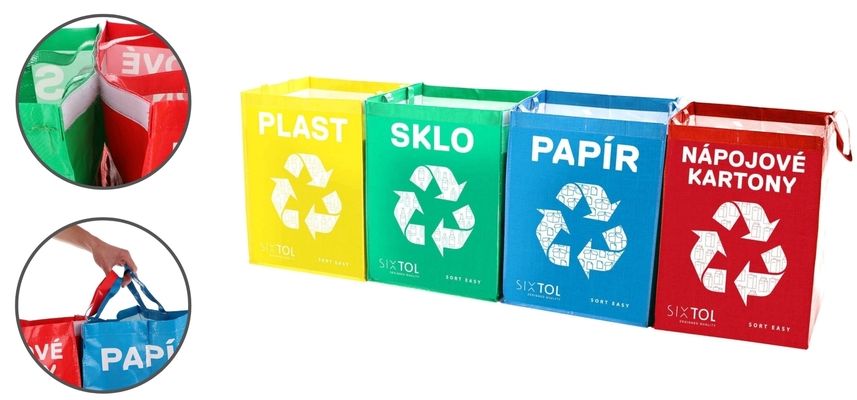 Tašky na tříděný odpad SORT EASY 4 CARTON, 30x30x40cm, 4x36l, 4ks