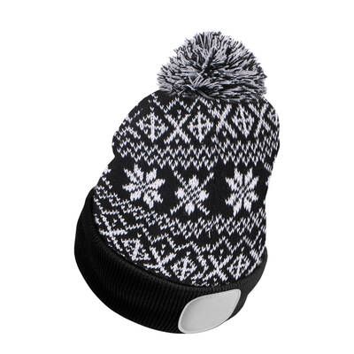 Čepice s čelovkou 180lm, nabíjecí, USB, univerzální velikost, bavlna/PE, zimní černá