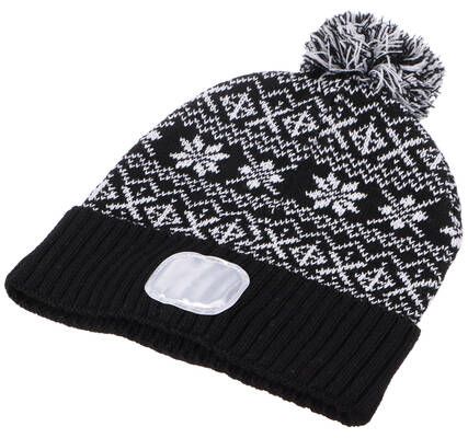 Čepice s čelovkou 180lm, nabíjecí, USB, univerzální velikost, bavlna/PE, zimní černá