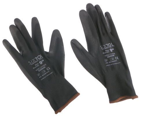 Rukavice pracovní z polyesteru polomáčené v polyuretanu GLOVE PE-PU 9, černé, velikost 9"