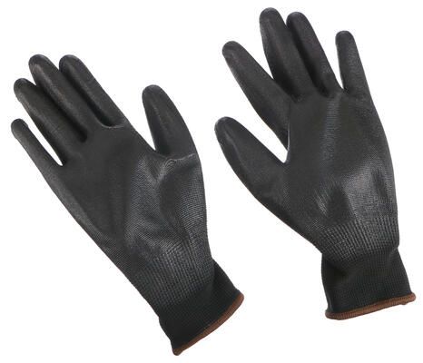 Rukavice pracovní z polyesteru polomáčené v polyuretanu GLOVE PE-PU 9, černé, velikost 9"