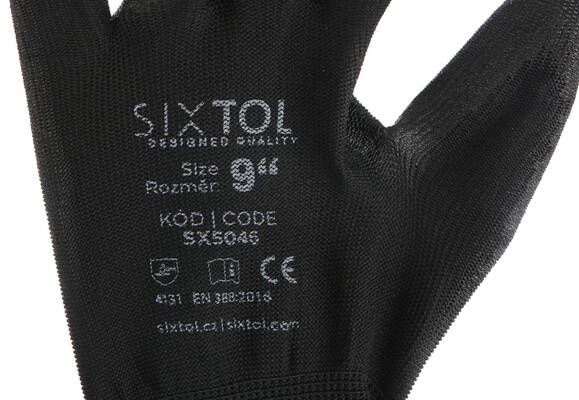 Rukavice pracovní z polyesteru polomáčené v polyuretanu GLOVE PE-PU 9, černé, velikost 9"