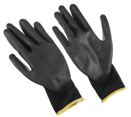 Rukavice pracovní z polyesteru polomáčené v polyuretanu GLOVE PE-PU 11, černé, velikost 11