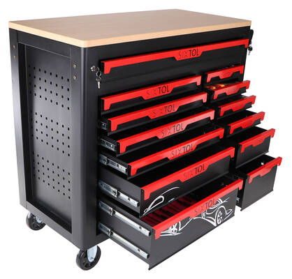 Dílenský vozík s nářadím MECHANIC TROLLEY TITAN 1559, 13 šuplíků, 1559 ks nářadí