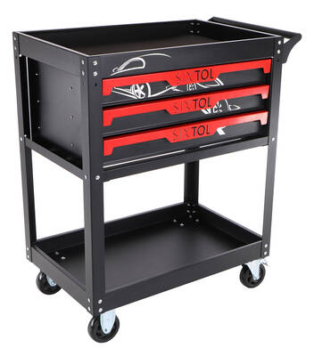 Dílenský vozík s nářadím MECHANIC TROLLEY JASON 115, 3 šuplíky, 1 police, 115 ks nářadí