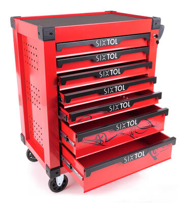 Dílenský vozík na nářadí MECHANIC TROLLEY KEVIN RED 182, 7 šuplíků, 182 ks nářadí