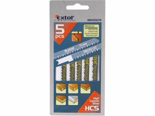 Plátky do přímočaré pily 5ks, 75x4,0mm, úchyt UNIVERSAL, HCS