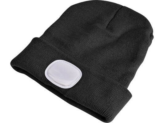 Čepice s čelovkou 180lm, nabíjecí, USB, univerzální velikost, bavlna/PE, černá