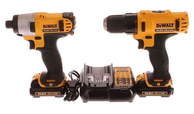 Sada nářadí - vrtačka aku, rázový utahovák aku,  1x1.3Ah, 10.8V XR Li-Ion, DeWALT DCK211C2