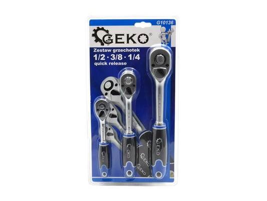 Ráčna 1/2", 3/8", 1/4", sada 3ks